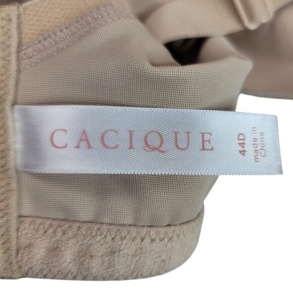 Cacique Lightly Lined T Shirt No Wire Bra Tan 44D Adj Full Coverage Seamless - Picture 9 of 10